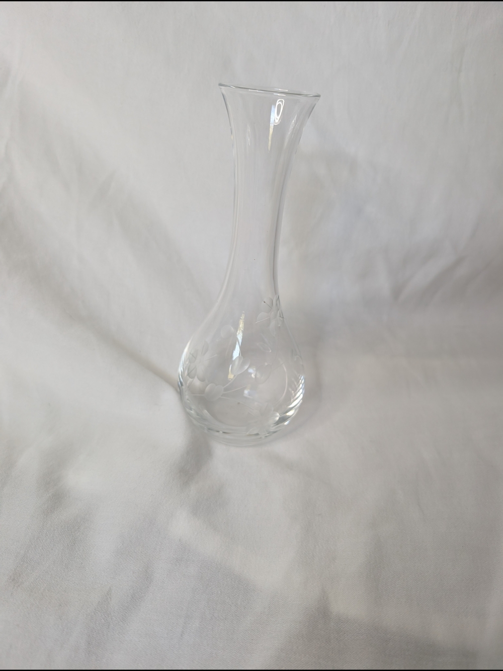 Lenox Crystal Bud Vase with Etched Floral Detail